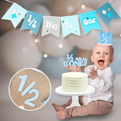 Vnysh blue birthday hat with soft elastic for comfy photo ops