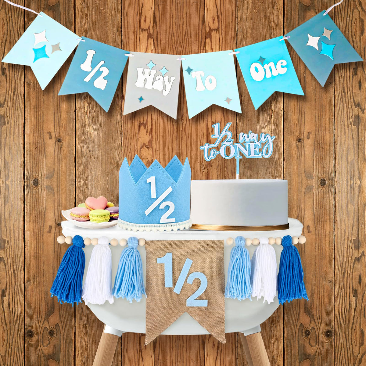 Vnysh half birthday high chair banner for a cute milestone backdrop