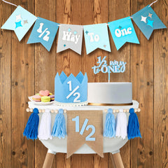 Vnysh half birthday high chair banner for a cute milestone backdrop
