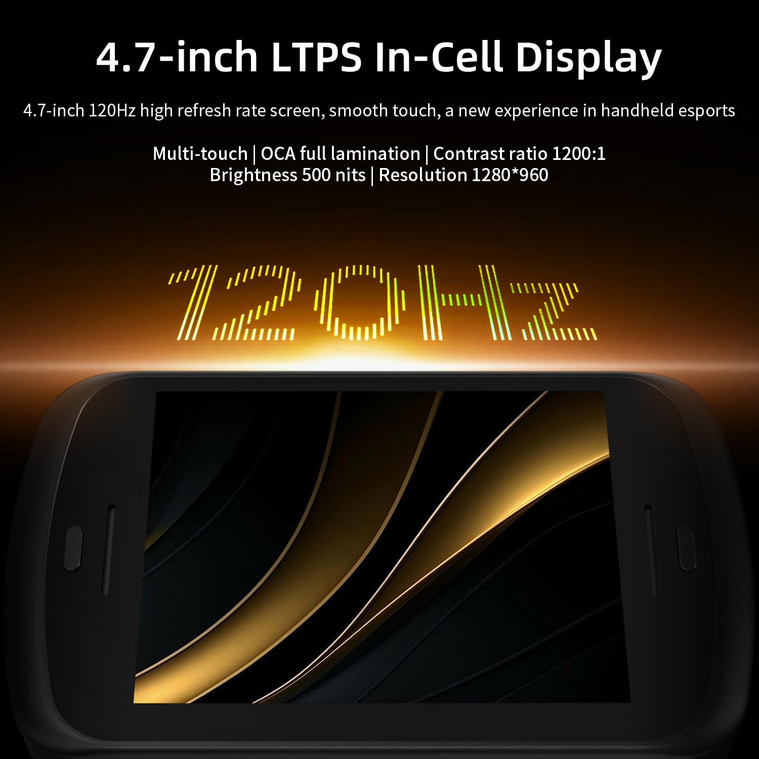 Voacle RG Slide display closeup with 4.7-inch LTPS screen clarity
