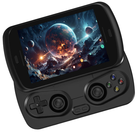 Voacle RG Slide front view showing portable retro handheld design for on-the-go gaming