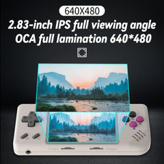 Voacle RG28XX with 64GB microSD slot emphasizing large built-in game library
