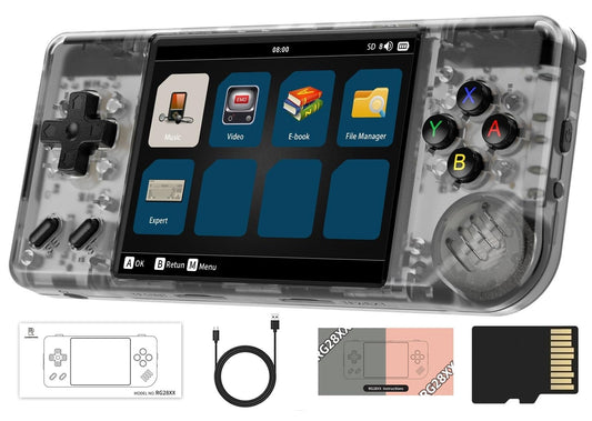 Voacle RG28XX front view in transparent black for on-the-go gaming