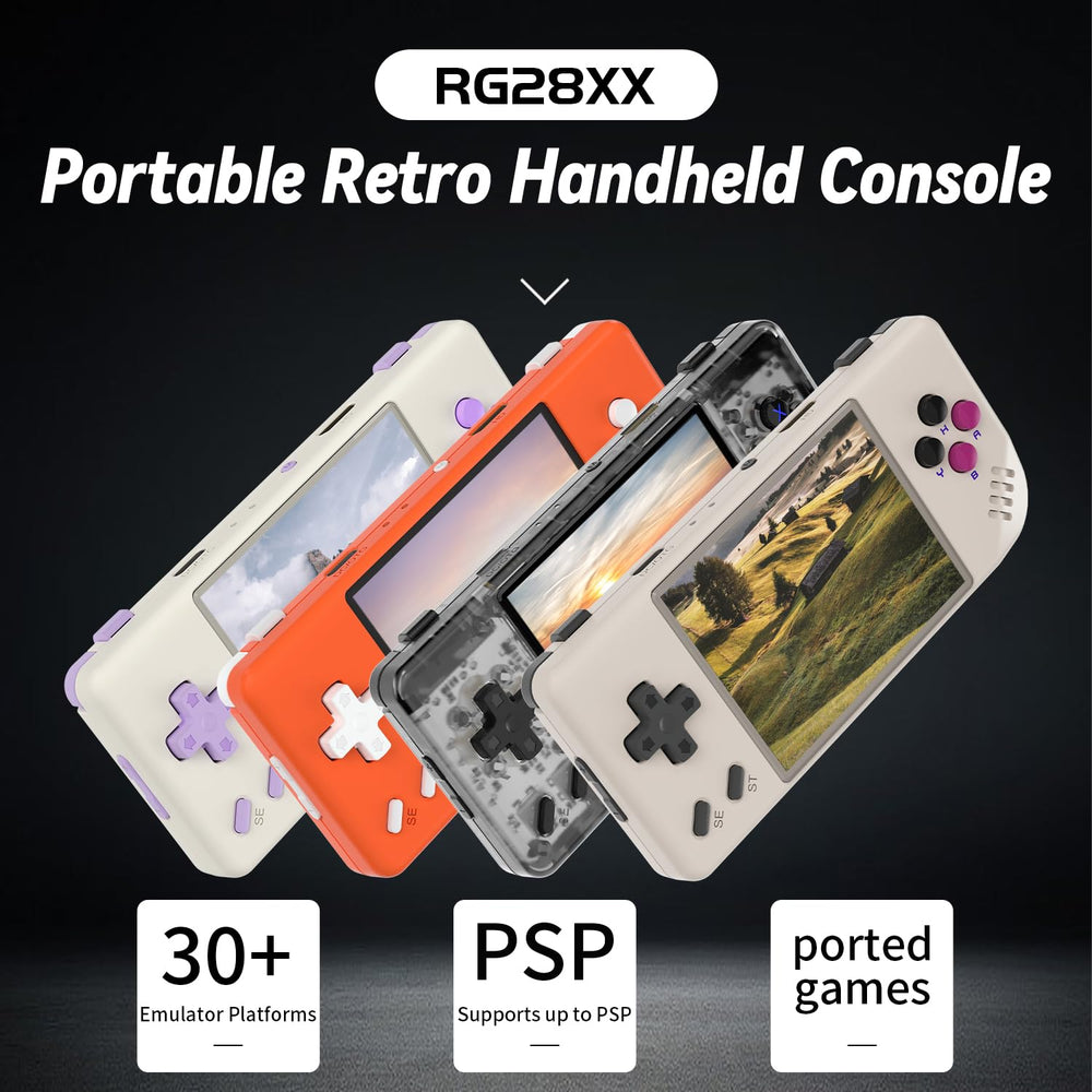 Voacle RG28XX IPS screen close-up highlighting crisp colors for retro graphics