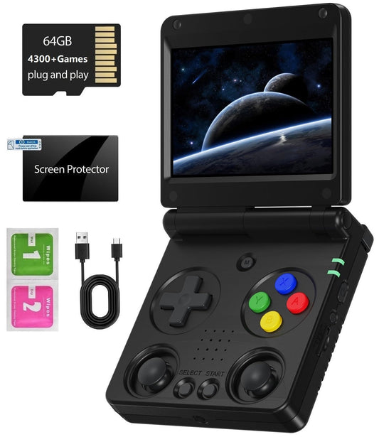 Voacle RG34XXSP front view of the compact foldable handheld console.