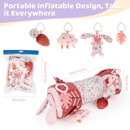 vocheer pink rabbit plush rattle adds bright color and gentle sound for baby's early play