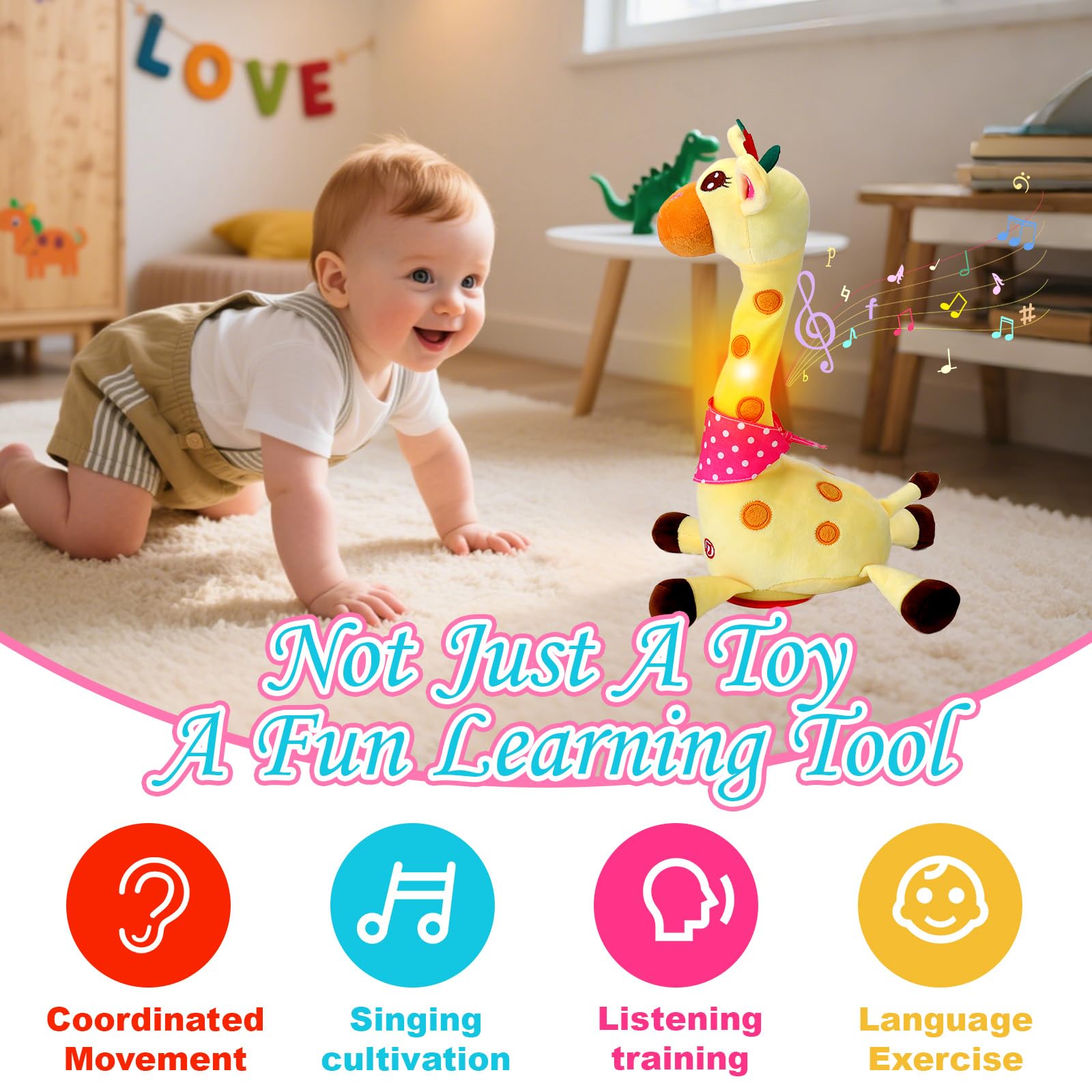 Vodolo giraffe toy rechargeable design eliminates frequent battery changes