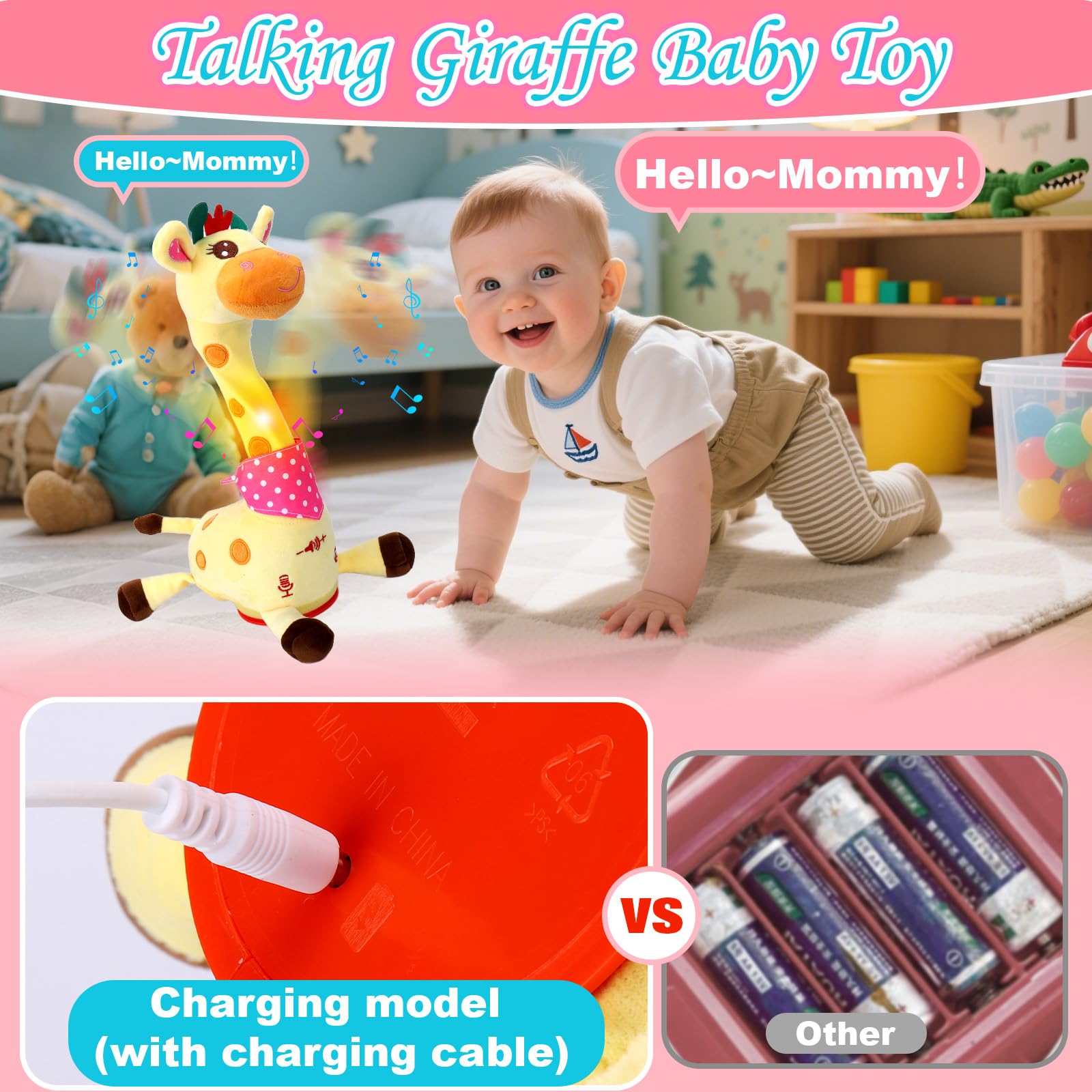 Vodolo giraffe toy records your voice for playful imitation