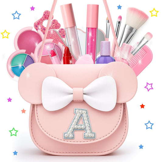 Vodolo makeup set with initials bag for little princesses, personalized storage for playtime.