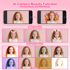 VOGBY AI Kids Camera pink battery detail showing 2000mAh power for long play