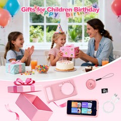 VOGBY AI Kids Camera pink outdoor scene ideal for travel and garden play