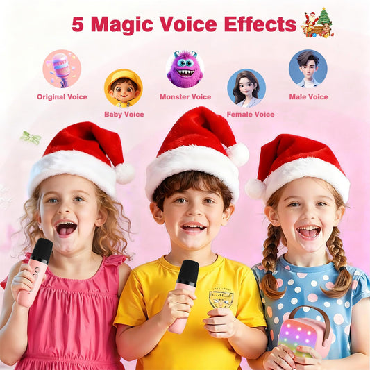 Voijump mini karaoke mics paired setup enables quick duet sessions.