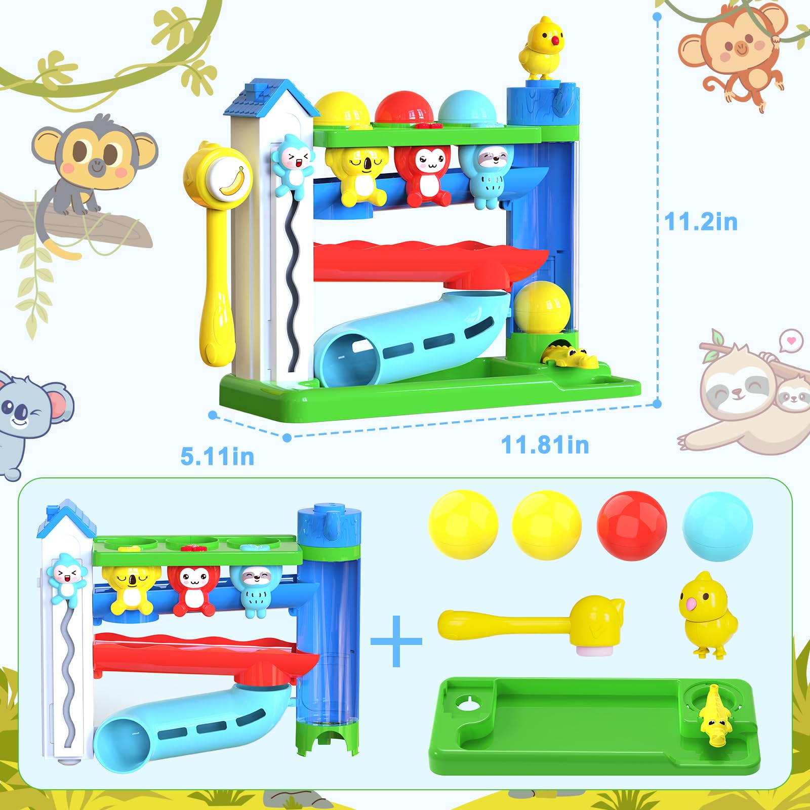 VOILBTOY ball drop toy music mode plays tunes.