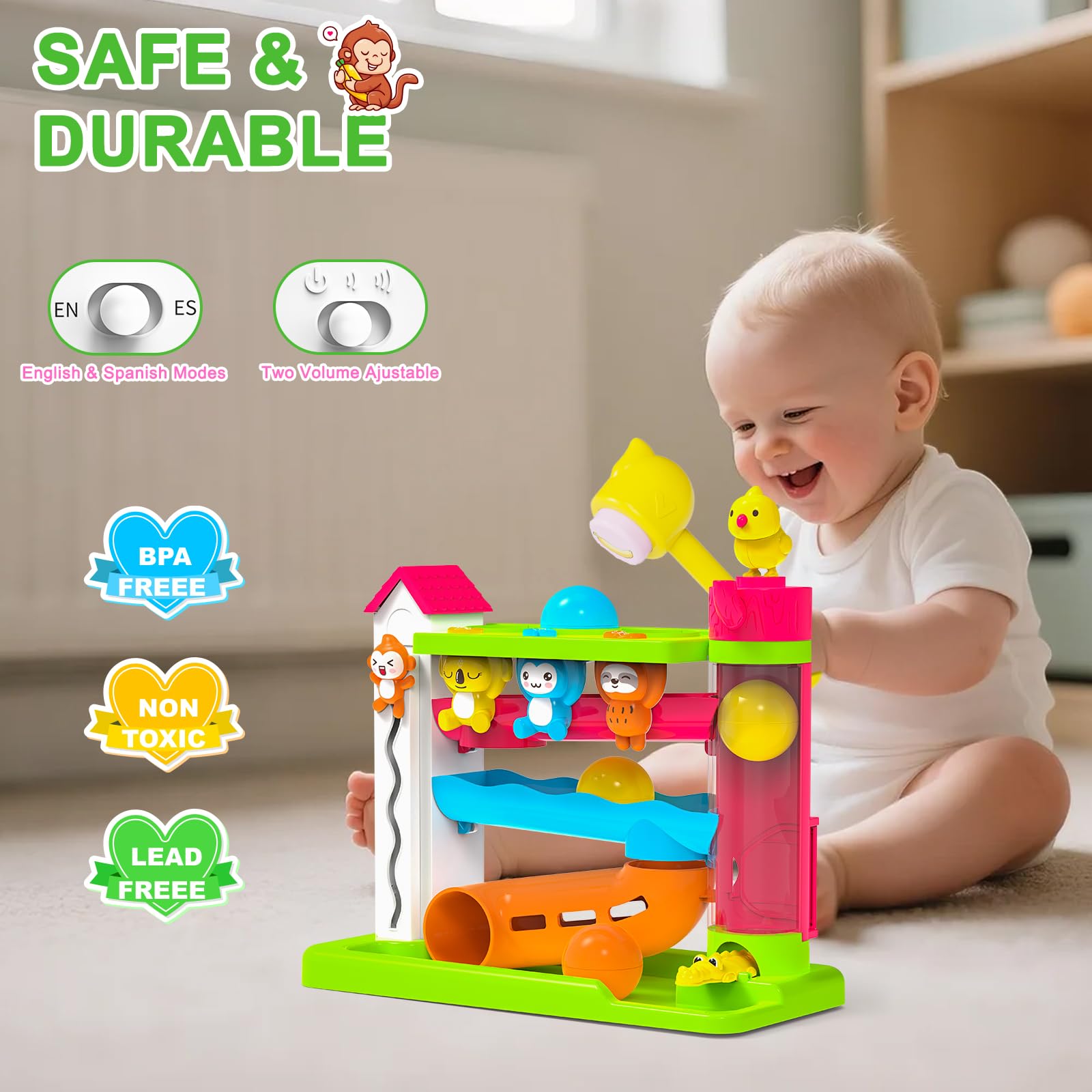 VOILBTOY musical ball drop toy koala mode lights up for interactive play.