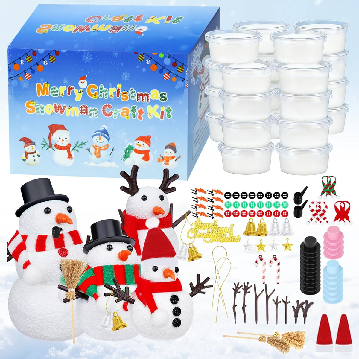 VOJIIEO snowman kit assembly helps kids build and customize a frosty friend