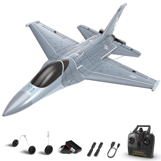 VolantexRC 4CH jet plane F-16 gray body ready for outdoor flight sessions.