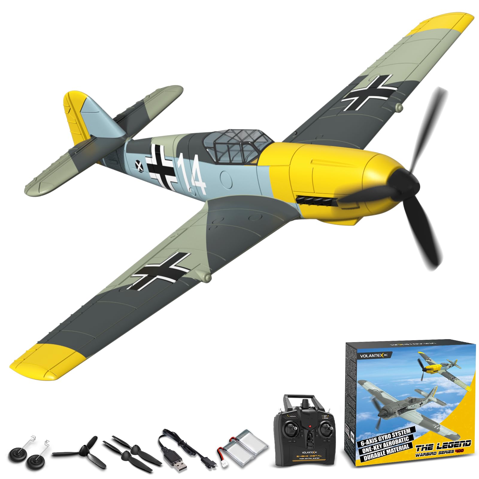 VolantexRC BF109 fighter front cockpit view highlights realism for enthusiasts.