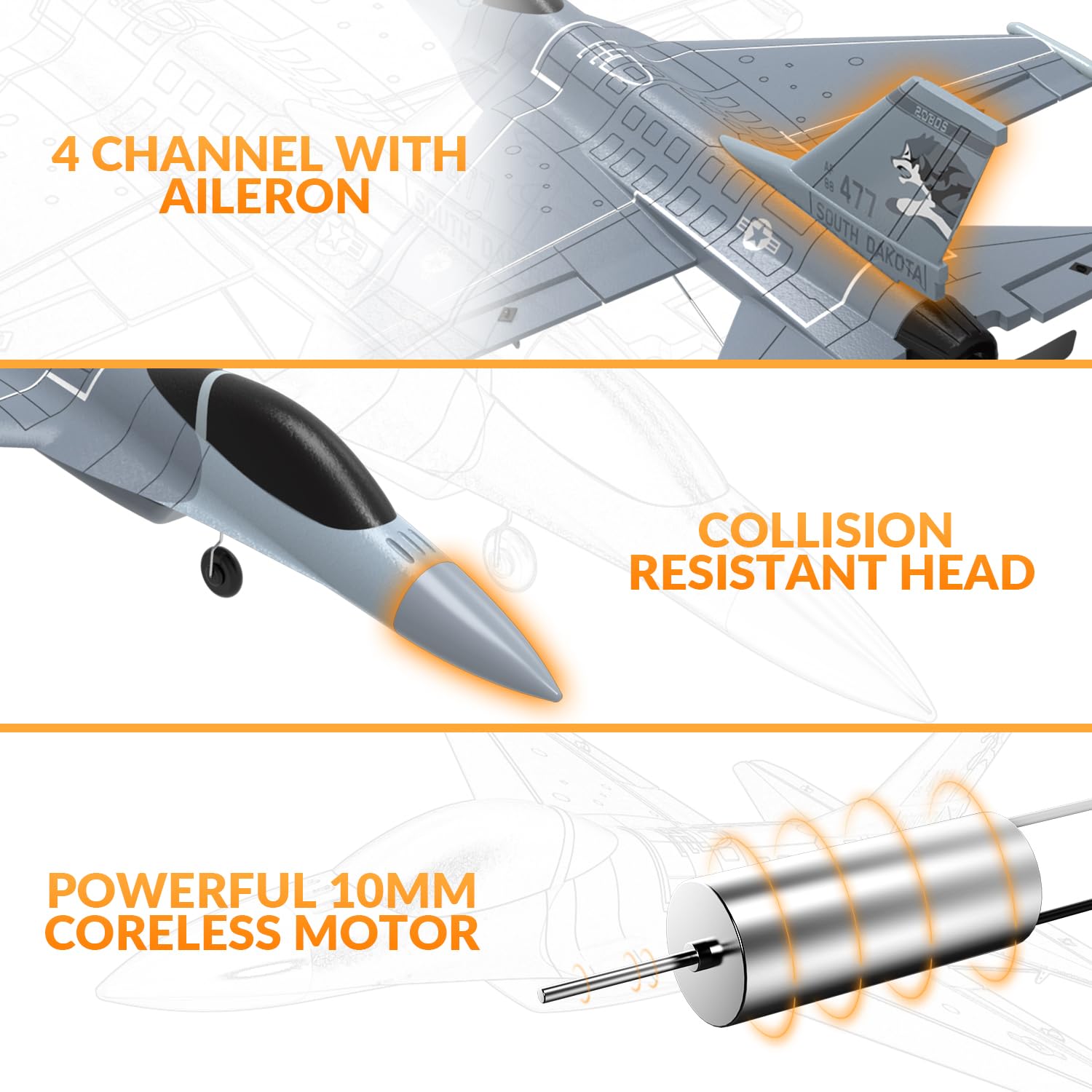 VolantexRC jet plane offering up to 20 minutes of flight time per battery.