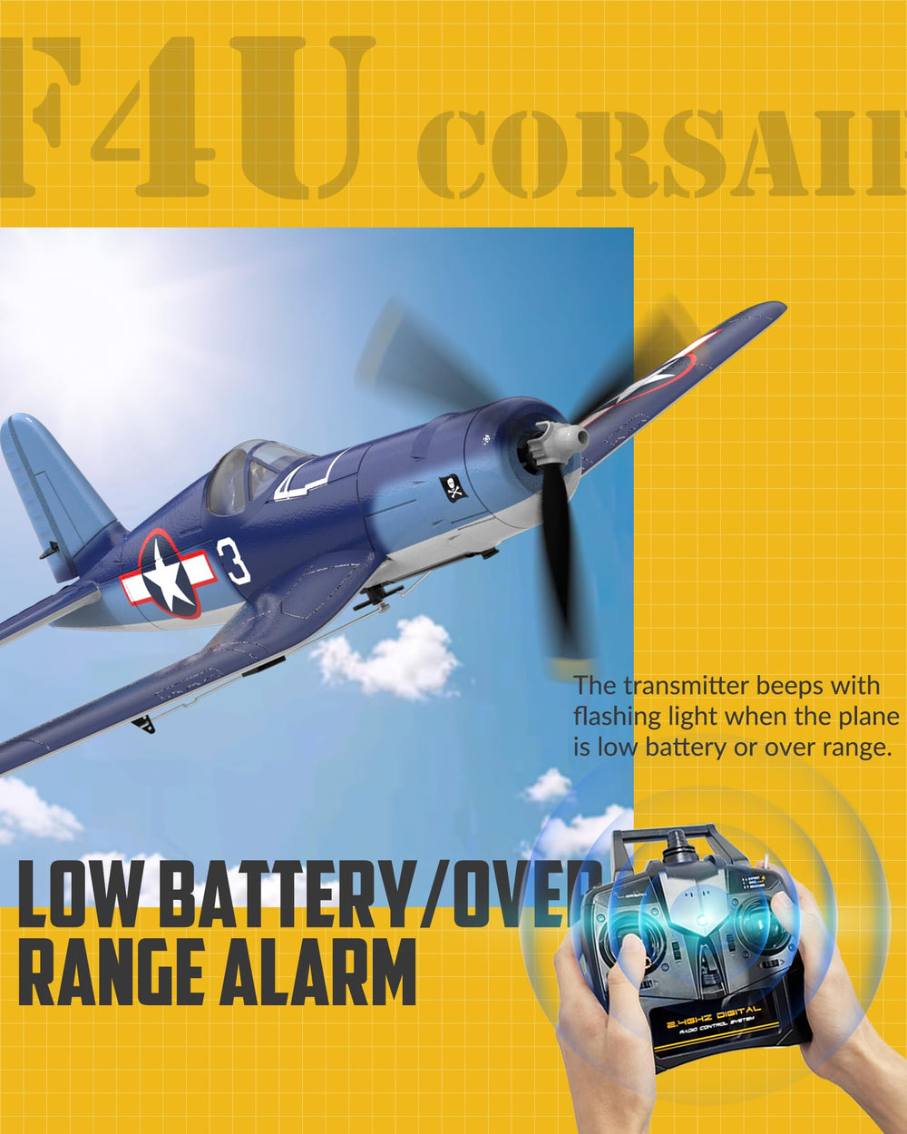 VolantexRC F4U Corsair remote setup ready for quick practice
