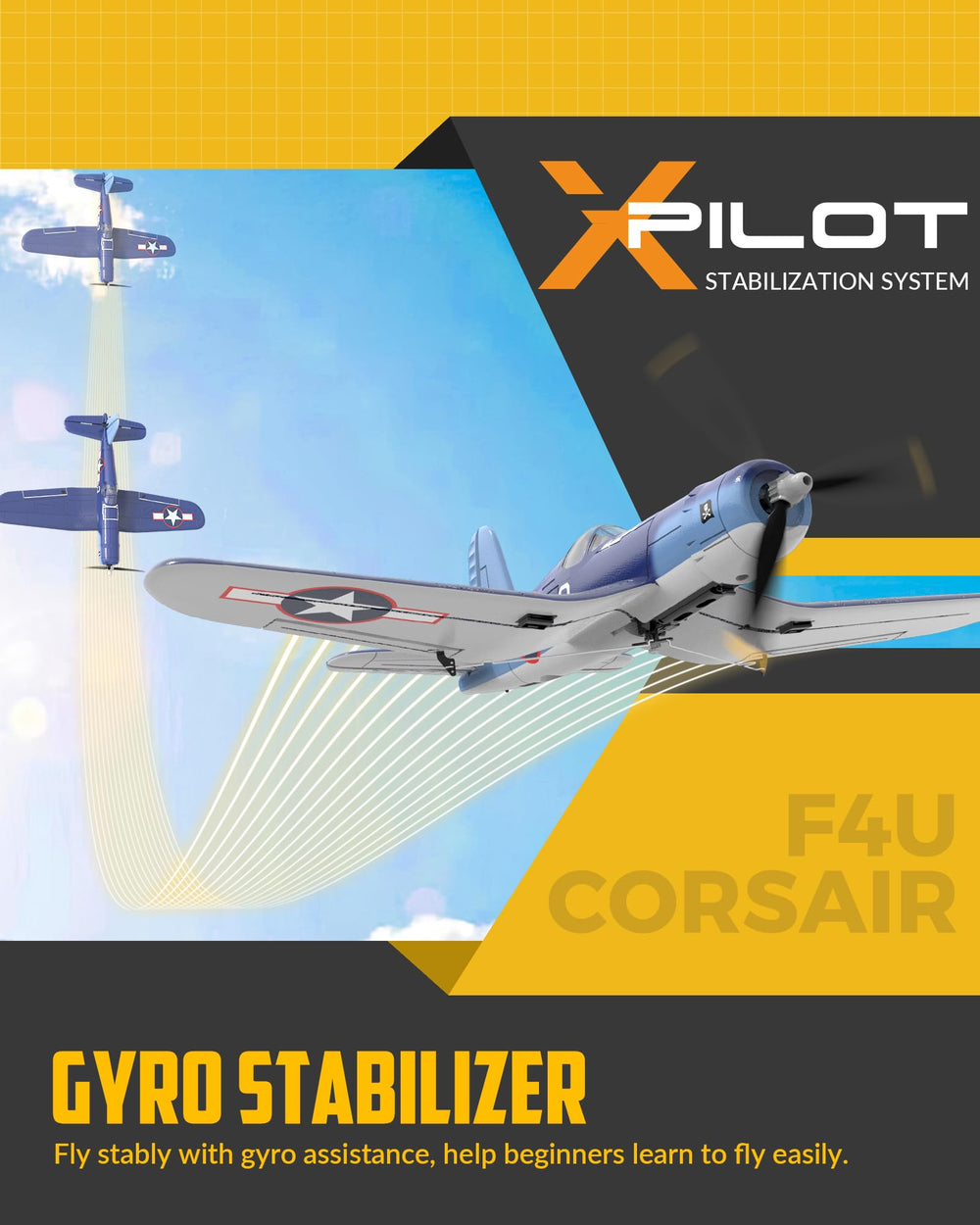 VolantexRC F4U Corsair in stable hover for calm practice