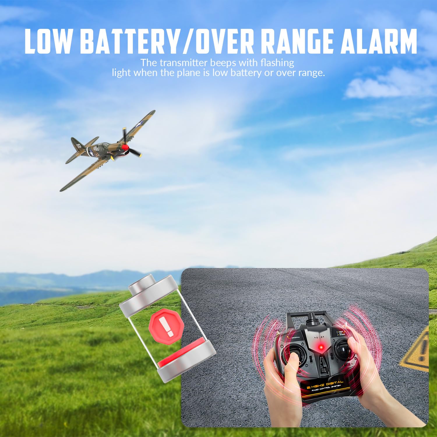 VolantexRC P40 offers up to twenty-minute flights.