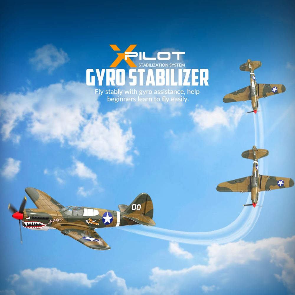 VolantexRC P40 gyro stabilization keeps flights steady.