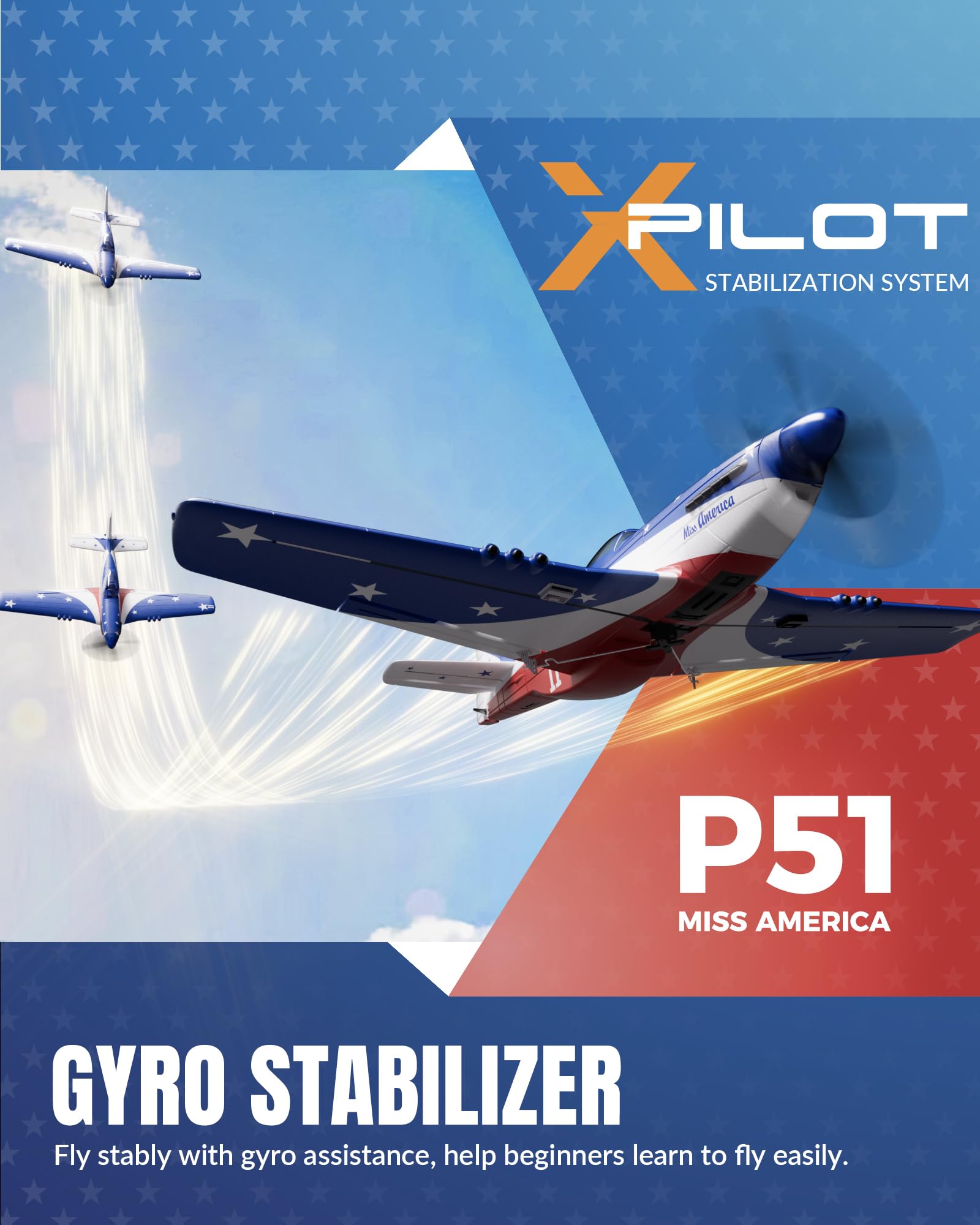 VolantexRC P51D Mustang gyro stabilizer active during flight