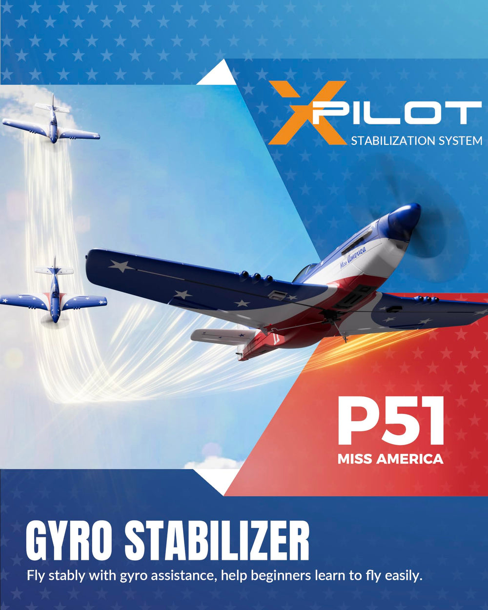 VolantexRC P51D Mustang gyro stabilizer active during flight