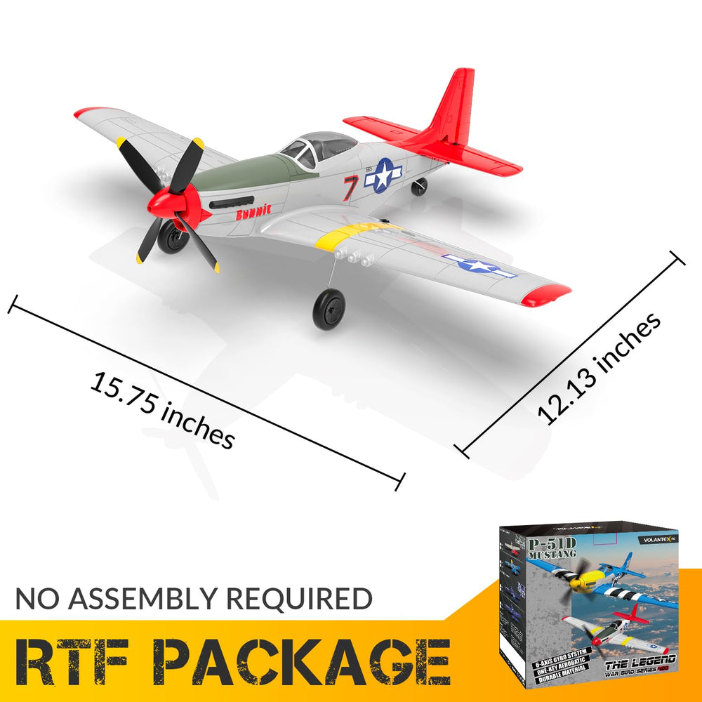 VolantexRC P51D Mustang Red assembled RTF setup, ready for quick outdoor launches.