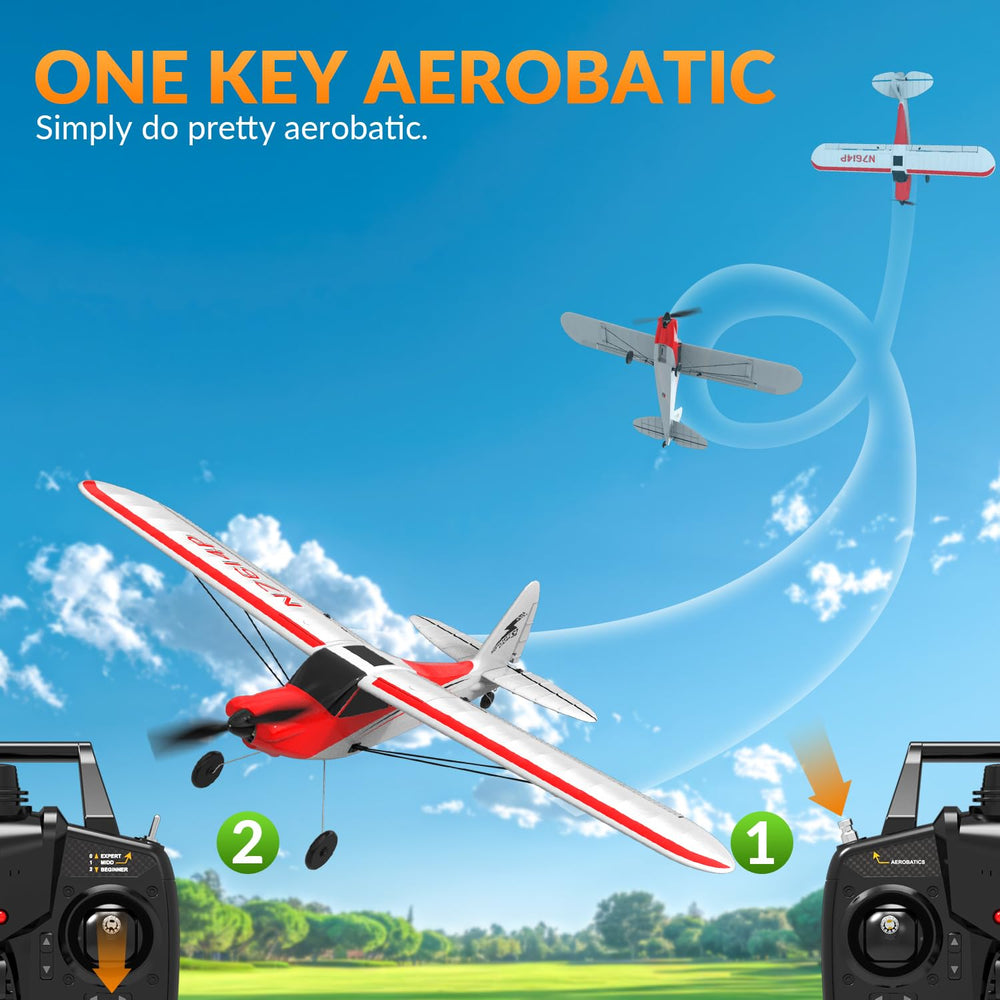 VOLANTEXRC Sport Cub RC Plane top view illustrating low-profile aerodynamics and control surfaces.