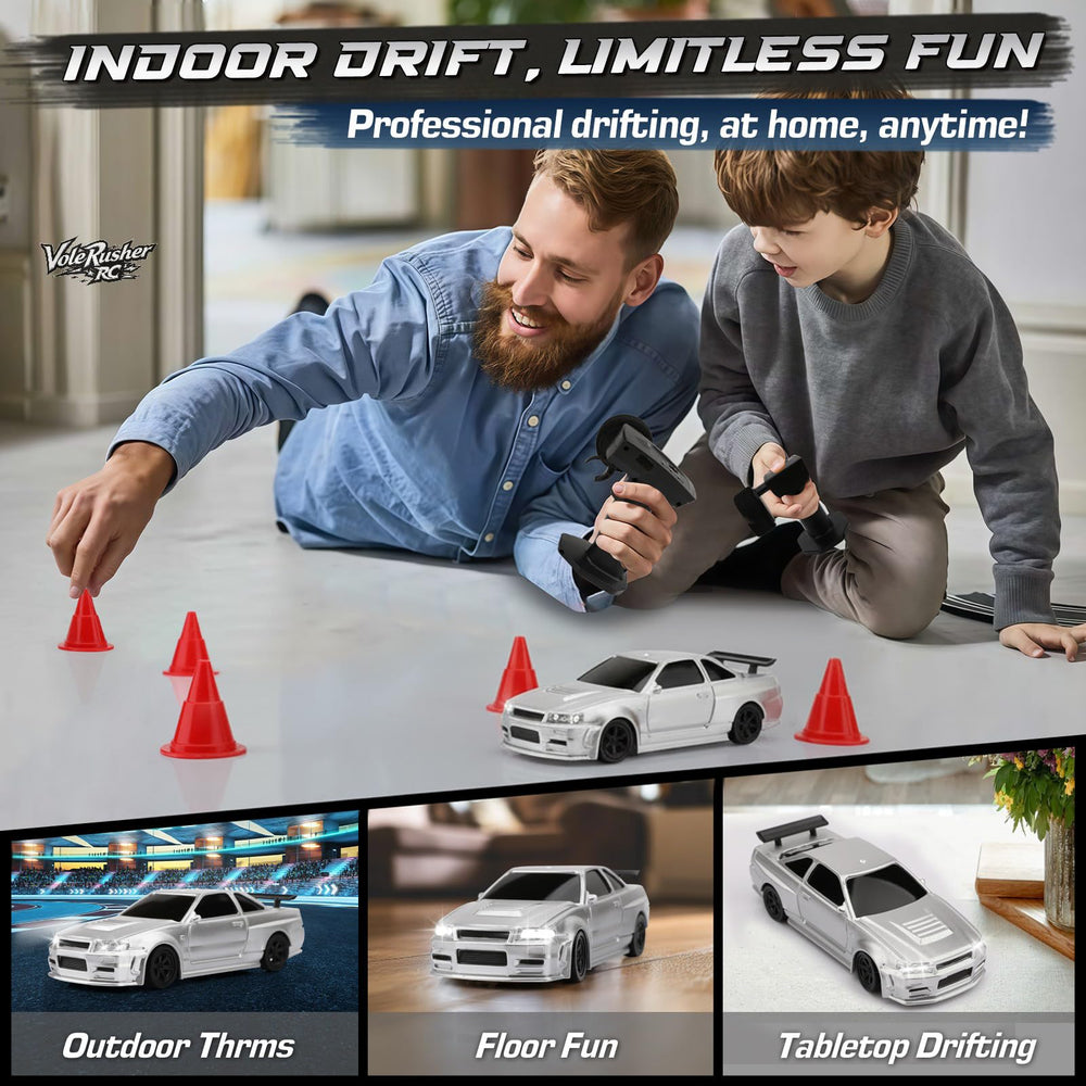 VoleRusher RC 1/43 mini drift car gyro feature close-up for stability.