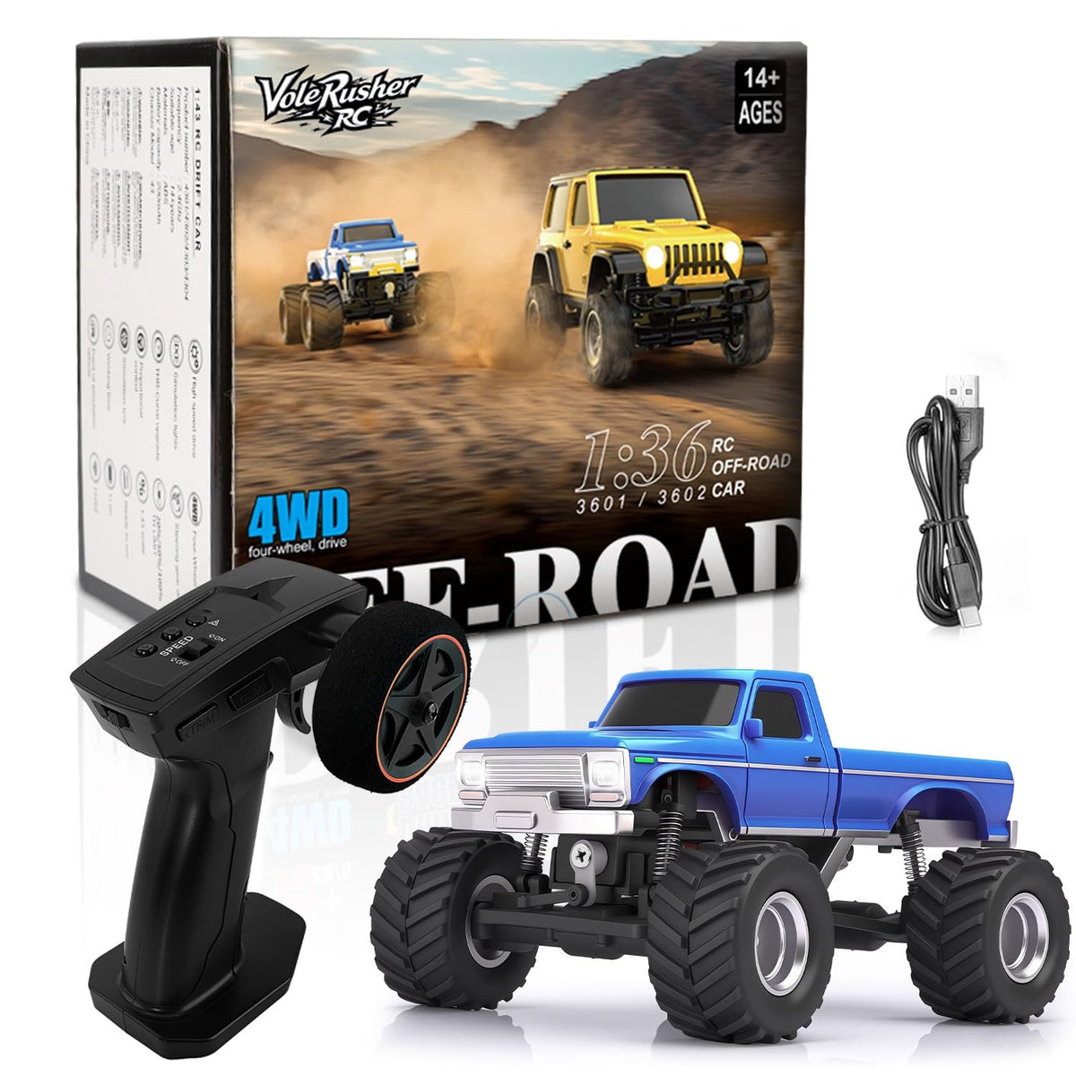 VoleRusher RC 4WD Edition front view shows detailed scale realism for indoor and backyard adventures.
