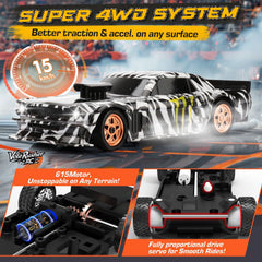 VoleRusher RC drift car charging setup demonstrates quick Type-C recharge for extended sessions.