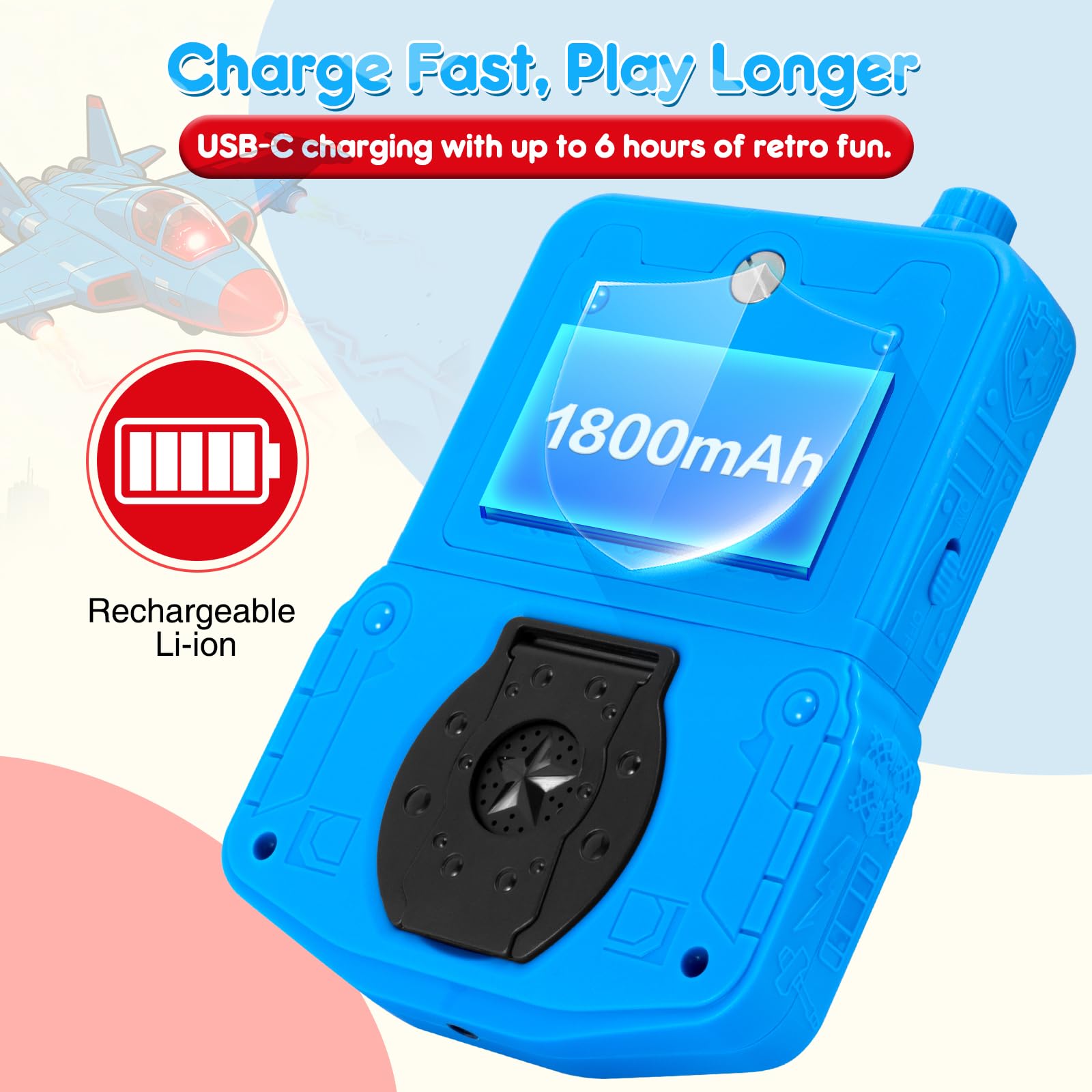 VOLGUARD II portable, rechargeable battery supports hours of on-the-go gaming.