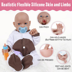 Vollence 14-inch silicone baby doll skin texture close-up emphasizing pliable, gentle touch