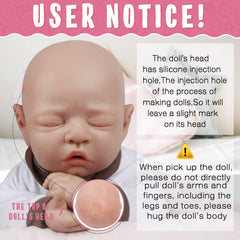 Vollence full silicone baby doll body highlighting weighted heft for authentic handling.