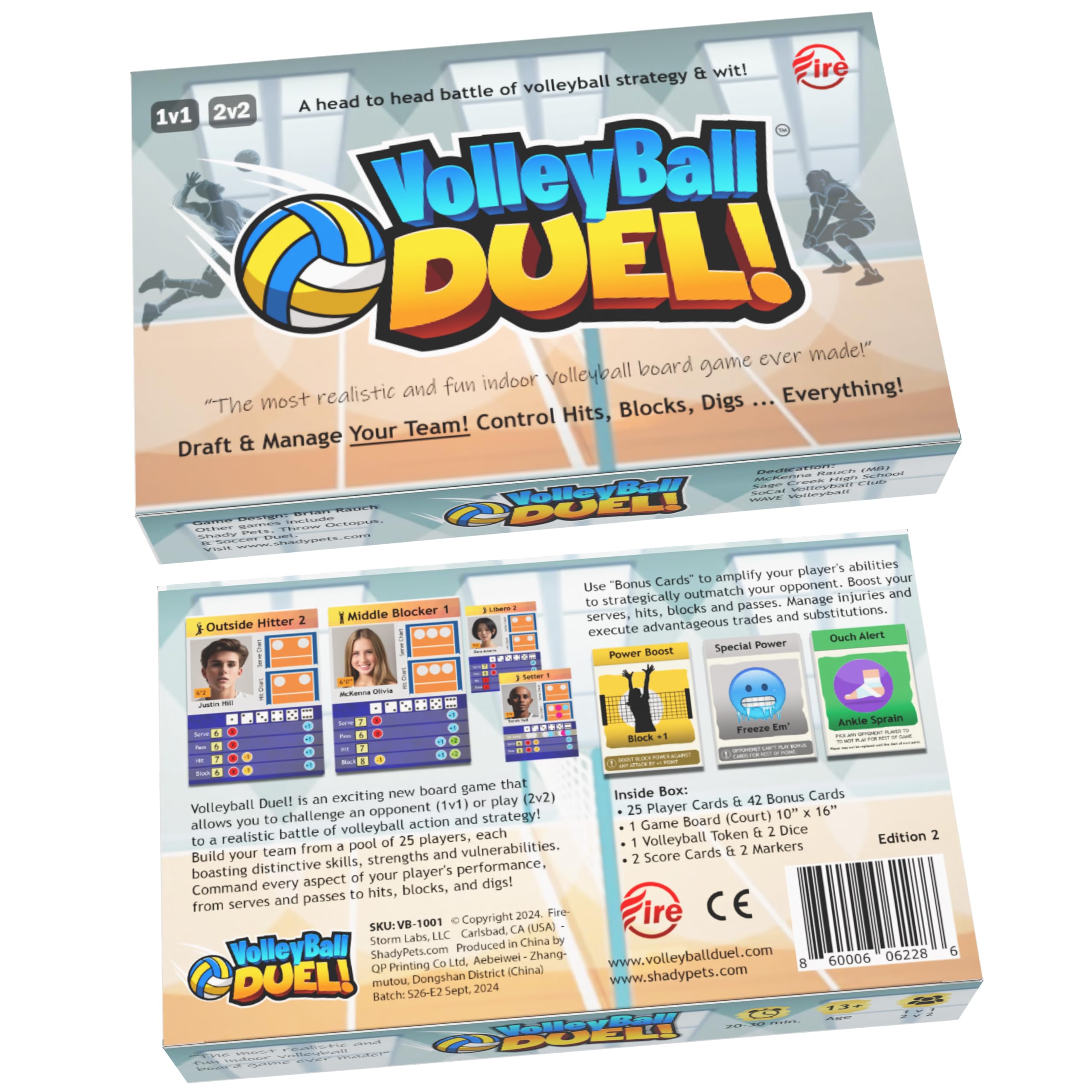Volleyball Duel showcases 25 player cards with diverse strengths for strategic drafting.