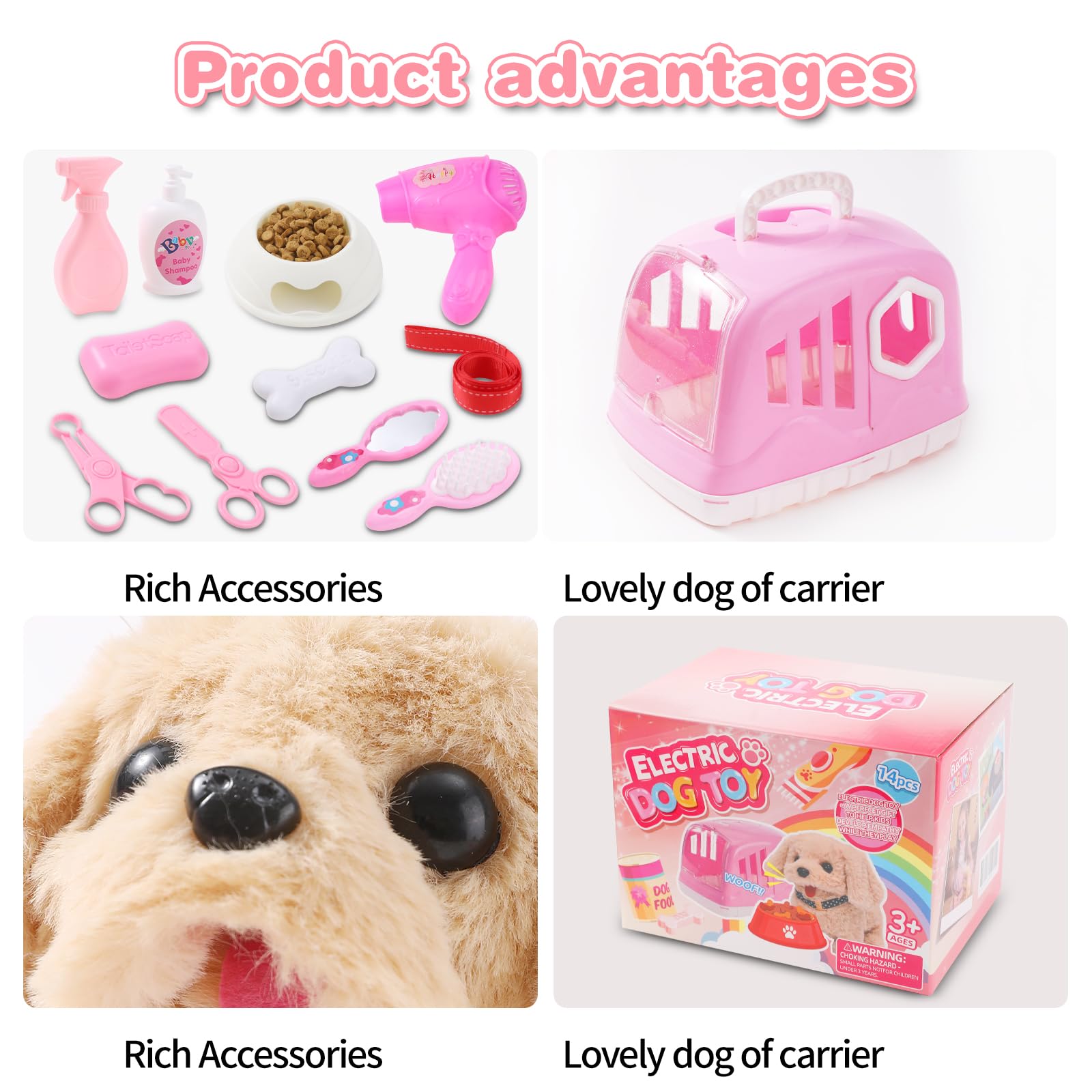 Volmop dog care playset leash enables guided role-play.