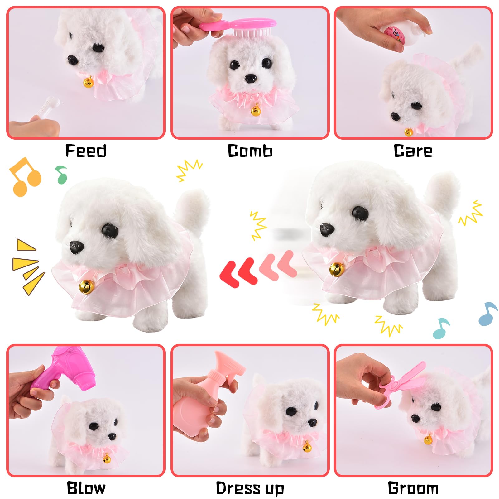 Volmop leash enhances pretend walking and care routines.