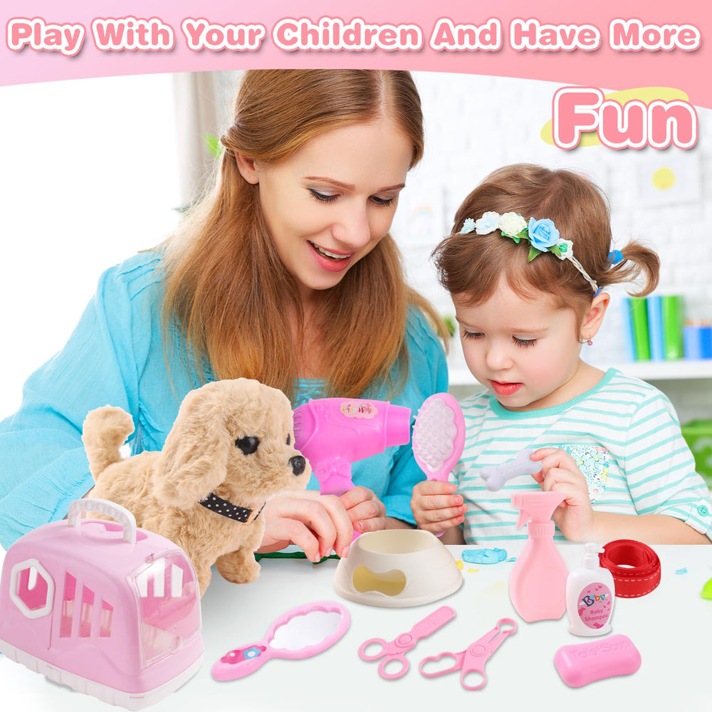 Volmop puppy toy grooming tools for pretend bathing.