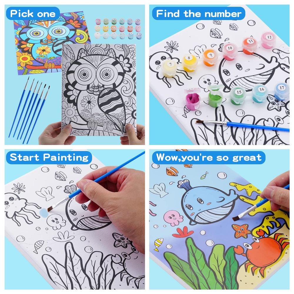 Volmop sea creatures canvas encourages learning colors while painting ocean scenes