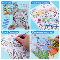 Volmop sea creatures canvas encourages learning colors while painting ocean scenes