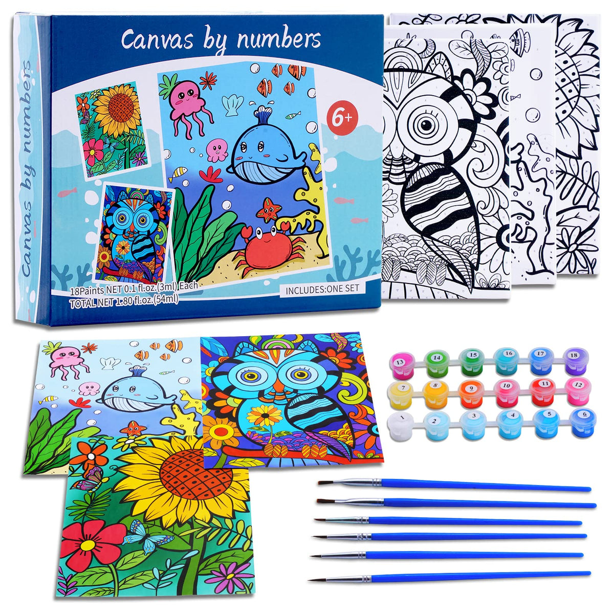 Volmop sunflower paint by numbers canvas shows vibrant colors for color matching and creativity