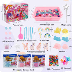 Volmop Unicorn Sensory Bin castle molds enable imaginative castle-building play