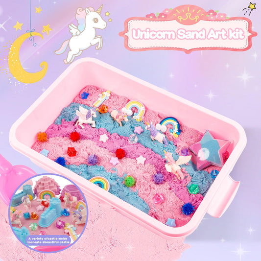 Volmop Unicorn Sensory Bin colors and sand invite tactile color exploration