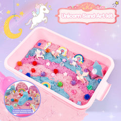 Volmop Unicorn Sensory Bin colors and sand invite tactile color exploration