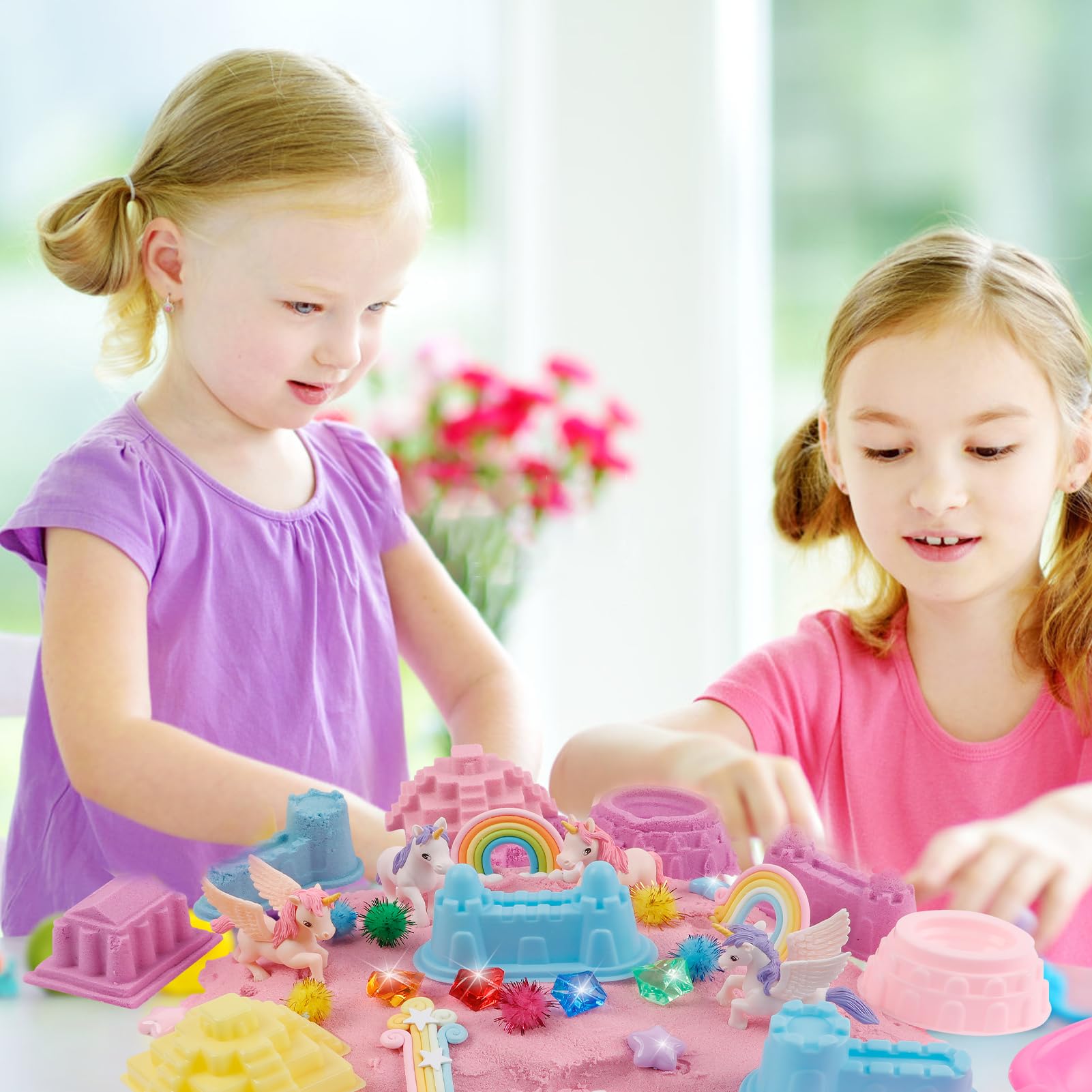 Volmop Unicorn Sensory Bin non-toxic sand keeps play safe and clean