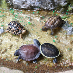 Volnau mini sea turtle figures, 14-piece set suitable for cake toppers and decor.