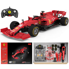 Voltz Toys Ferrari F1 SF1000 assembly kit with detailed parts for hands-on learning