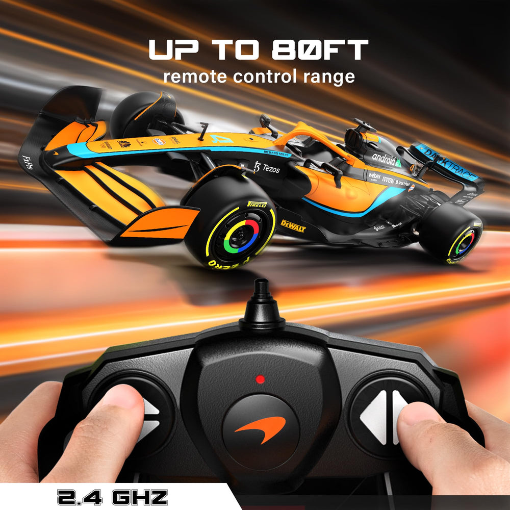 Voltz Toys McLaren F1 MCL36 grip tires and wheels enhance traction for indoor or outdoor use